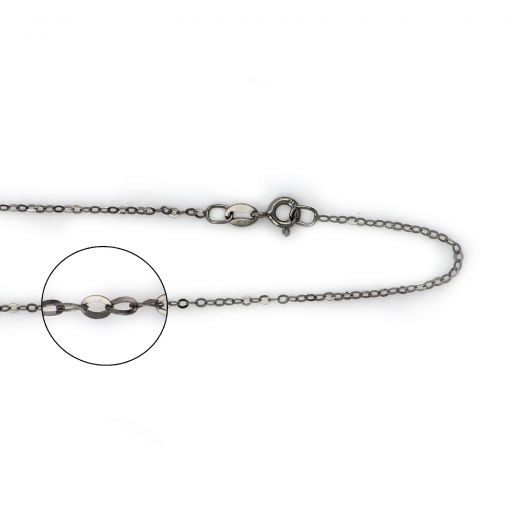 925 Sterling Silver ruthenium plated Forzatina chain 45 cm