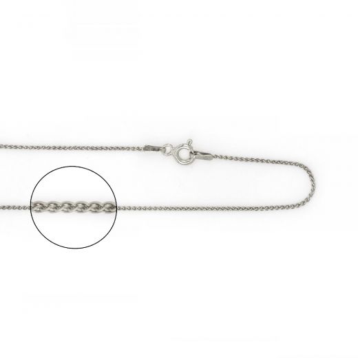925 Sterling Silver rhodium plated Spiga chain 45 cm