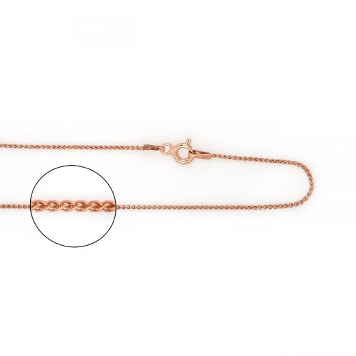 925 Sterling Silver rose gold plated Spiga chain 45 cm