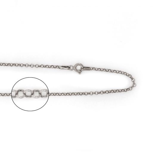 925 Sterling Silver rhodium plated Rolo chain 40 cm