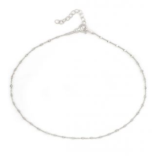 925 Sterling Silver rhodium plated anklet with cubes