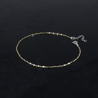 925 Sterling Silver gold plated anklet with cubes - 