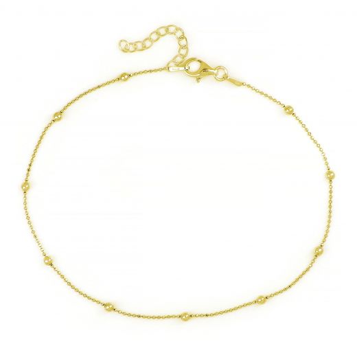 925 Sterling Silver gold plated anklet with balls