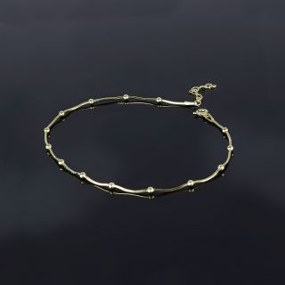 925 Sterling Silver gold plated anklet with snake chain and balls - 