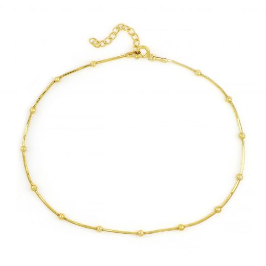 925 Sterling Silver gold plated anklet with snake chain and balls