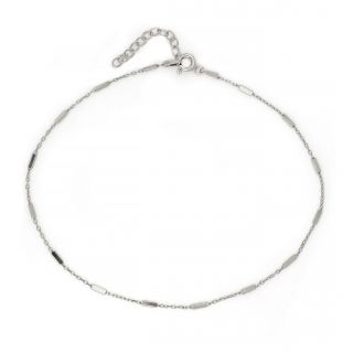 925 Sterling Silver rhodium plated anklet with rectangular elements