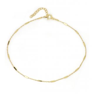 925 Sterling Silver gold plated anklet with rectangular elements