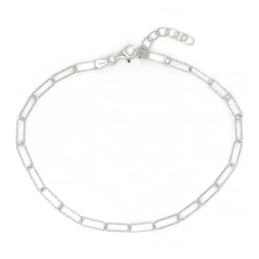 925 Sterling Silver rhodium plated anklet with diamond finish chain