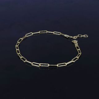 925 Sterling Silver gold plated anklet with diamond finish chain - 