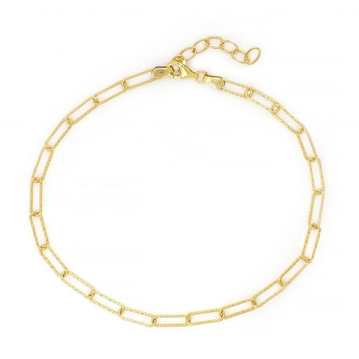 925 Sterling Silver gold plated anklet with diamond finish chain