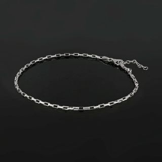 925 Sterling Silver rhodium plated anklet with chain with rectangular links - 