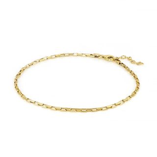 925 Sterling Silver gold plated anklet with chain with rectangular links - 