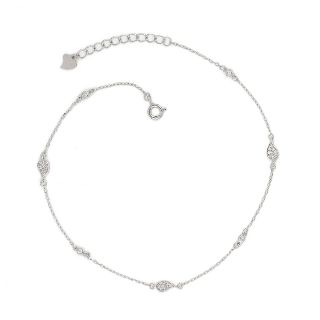 925 Sterling Silver rhodium plated anklet with tear shapes