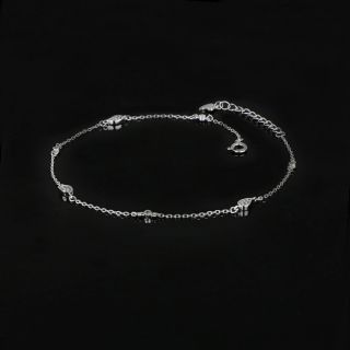 925 Sterling Silver rhodium plated anklet with tear shapes - 