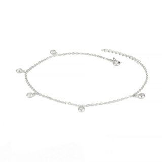 925 Sterling Silver rhodium plated anklet with white crystals - 