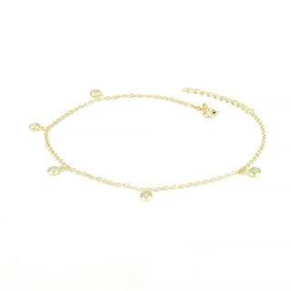 925 Sterling Silver gold plated anklet with white crystals. - 