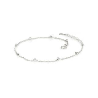 925 Sterling Silver rhodium plated anklet with small balls - 