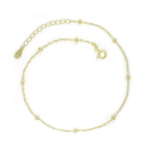 925 Sterling Silver gold plated anklet with small balls