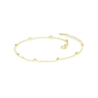 925 Sterling Silver gold plated anklet with small balls - 