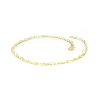 925 Sterling Silver gold plated anklet with a double chain and a galvanized chain - 