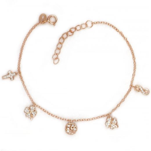 925 925 Sterling Silver rose gold plated bracelet with charms