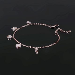 925 925 Sterling Silver rose gold plated bracelet with charms - 