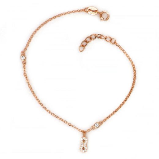 925 Sterling Silver rose gold plated bracelet with infinity charms