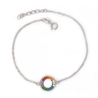 925 Sterling Silver rhodium plated bracelet with 11mm cubic zirconia 925 Sterling Silver rhodium plated bracelet with 11mm cubic zirconia