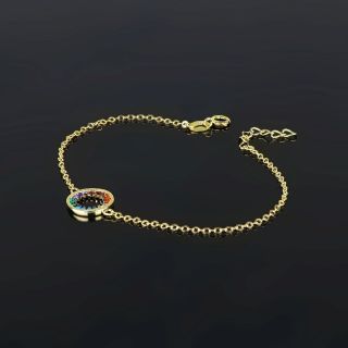 925 Sterling Silver gold plated bracelet with 11mm cubic zirconia - 