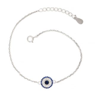 925 Sterling Silver rhodium plated bracelet with 9mm cubic zirconia