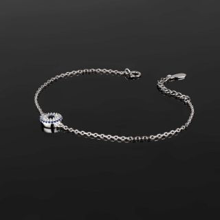 925 Sterling Silver rhodium plated bracelet with 9mm cubic zirconia - 