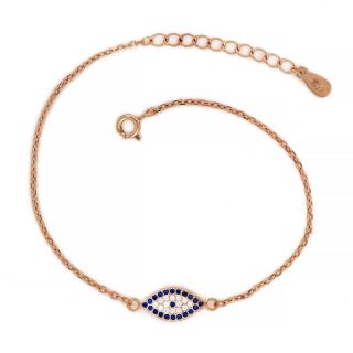 925 Sterling Silver rose gold plated bracelet with 7x18 mm cubic zirconia