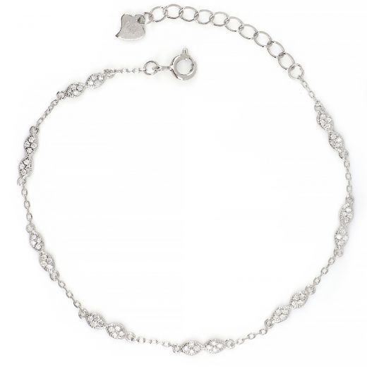 925 Sterling Silver rhodium plated bracelet with white cubic zirconia