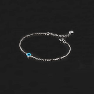 925 Sterling Silver rhodium plated bracelet with an evil eye - 