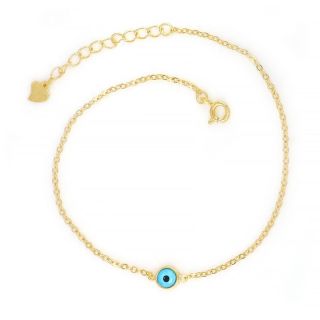925 Sterling Silver gold plated bracelet with a 5mm evil eye