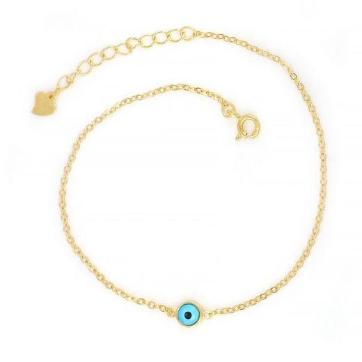 925 Sterling Silver gold plated bracelet with a 5mm evil eye
