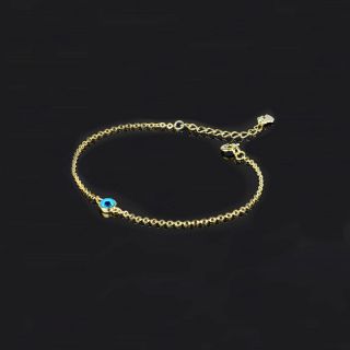925 Sterling Silver gold plated bracelet with a 5mm evil eye - 