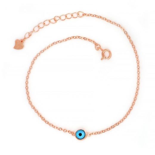 925 Sterling Silver rose gold plated bracelet with an evil eye