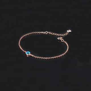 925 Sterling Silver rose gold plated bracelet with an evil eye - 