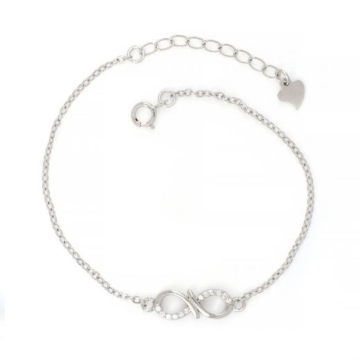 925 Sterling Silver rhodium plated bracelet with infinity cubic zirconia