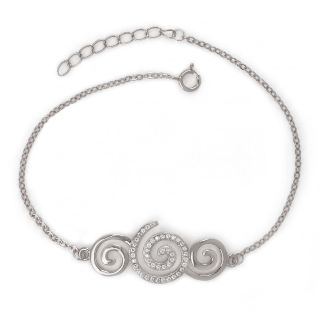 925 Sterling Silver rhodium plated bracelet with cubic zirconia and spiral design 925 Sterling Silver rhodium plated bracelet with cubic zirconia and spiral design