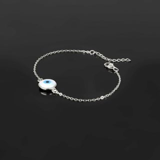 925 Sterling Silver rhodium plated bracelet with evil eye - 