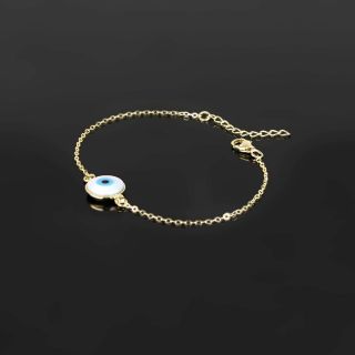 925 Sterling Silver gold plated bracelet with evil eye - 