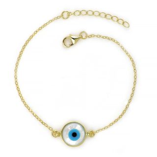 925 Sterling Silver gold plated bracelet with evil eye