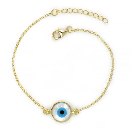 925 Sterling Silver gold plated bracelet with evil eye
