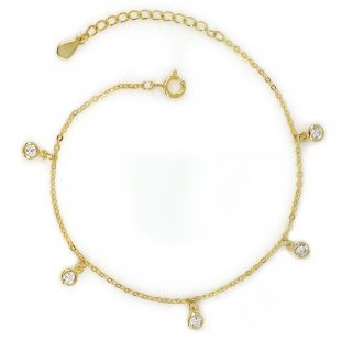 925 Sterling Silver gold plated bracelet with white cubic zirconia