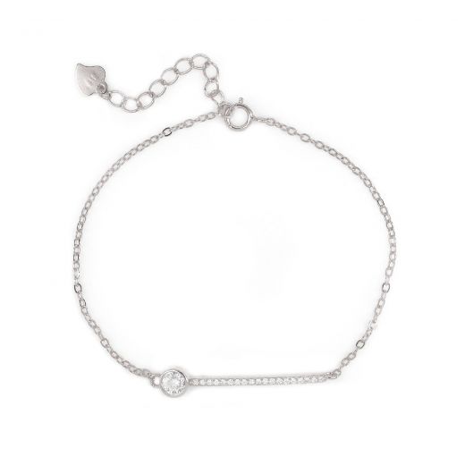 925 Sterling Silver rhodium plated bracelet with cubic zirconia