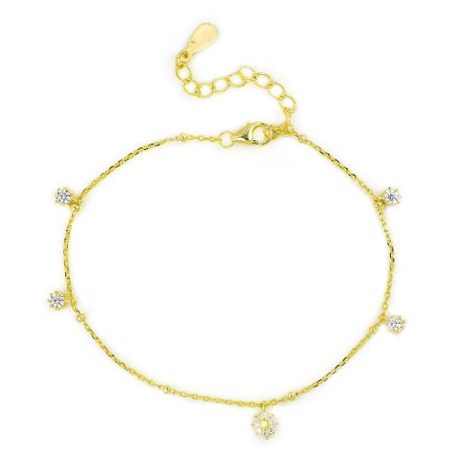 925 Sterling Silver gold plated bracelet with cubic zirconia