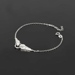 925 Sterling Silver rhodium plated bracelet with snakes design with cubic zirconia - 