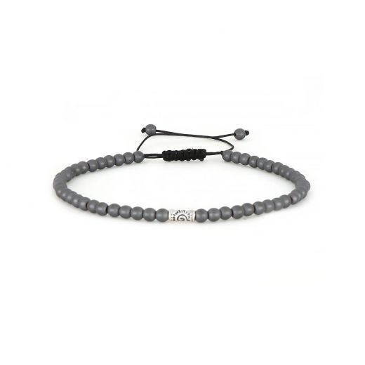 925 Sterling Silver bracelet with makrame and hematite